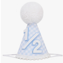 Blue White Gingham Birthday Hat