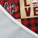 Valentines Day Round Tablecloth Fitted Best for 40"-44" Red Plaid Table Cloth Elastic Edge Water-Resistant Washable Love Heart Decoration Table Cover for Party Picnic Indoor Decor