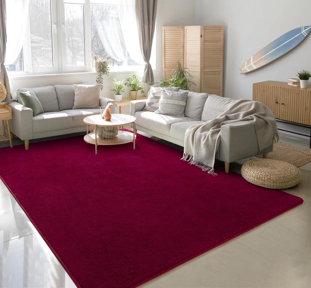 Soft Rugs for Living Room 4x6 Wine Red , Minimalist Area Rug for Bedroom Nursery Dining Table Dorm, Throw Rugs for Men Boys Girls Kids Room Indoor Floor Carpets