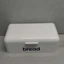 E-far Vintage Bread Box for Kitchen Countertop, White Metal Bread Storage Container Retro Bread Bin for Pastries/Loaves/Dry Food, Large Capacity & Modern Design (16.7 x 9 x 6.4)