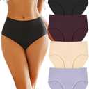 FINETOO Women's High Waisted Seamless Underwear Full Coverage Brief Ladies No Show Panties Sexy Lingerie Regular&Plus Size (3XL)