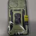 DEERLAMN Case for iPhone 12 Pro Max with Slide Camera Cover+Screen Protector(1 Pack),Rotated Ring Kickstand Military Grade Shockproof Protective Cover 6.7 Inch-Olive Green