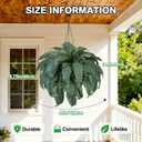 Set of 2 Faux Ferns 72 Fronds, 48" Large Fake Plants Boston Ferns with Hanging Basket UV Resistant Artificial Greenery Plant Outdoor for Front Porch Living Room Garden Decor