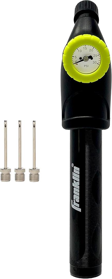 Franklin Sports Ball Pump + Pressure Gauge with Needle - Perfect Pump Hand Pump for Sports Balls - Air Inflation Pump for Soccer, Basketballs + More, Black (One Size)