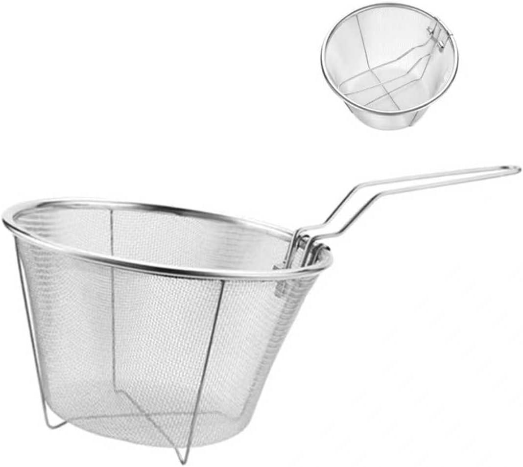 7-Inch Round Stainless Steel Deep Fryer BasketFeatures a Foldable Handle for Easy Storage. Ideal for Frying Chips, Chicken & More in Your Home Kitchen.