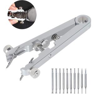 Watch Spring Bar Plier Tool Set, 6825 Spring Bar Tweezer, Watch Band Pliers with Robust 8 Alloy Steel Tips Pins, Watch Band Pins Replacement Tool (Silver)