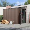 Breezestival 5x7 FT Lean to Shed, Outdoor Metal Storage Shed, Utility Steel Tool Shed with Lockable Door for Bike, Garden, Backyard, Patio, Lawn