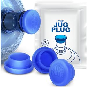 Jug Plug The Original 5 Gallon Water Jug Cap Reusable - No Spill Silicone 3 & 5 Gallon Water Jug Lid Fits 55mm Bottles with a 45mm Opening - Leak-Proof 5 Gal Water Jug Cap Replacement Cover - 3 Pack