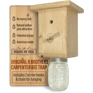 Carpenter Bee Traps Outdoor Hanging Wood Carpenters Bee Catcher Trap Kit, Boring Bees Box for Swarm Control, Wooden Carpenter Bees Trap for House, Natural Wood Color 1 Set