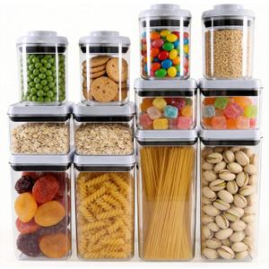 12 Pcs Pop Containers Set, Airtight Food Storage with Lids, Push Button BPA-Free Bulk Set for Large Family & RV, 0.65QT/0.7QT/1.8QT/2.4QT for Cereal, Flour, Sugar, Commercial Kitchen Storage