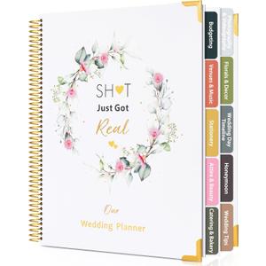 Wedding Planner Book and Organizer-184 Pages Bridal Wedding Planning Book with Sticker Checklists and Calendars for Bride To Be, Unique Engagement Gifts for Newly Engaged Couples (Gold)