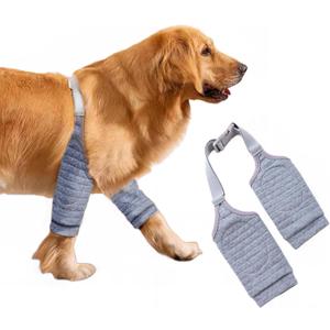 MANON ROSA Dog Elbow Pads  Knee Wrap Front Leg Sleeves for Large Dogs, Wound Protection & Anti-Licking Brace for Injured Legs or Joints (Sleeve Length 9inches, Suit. Wt 55-66lbs, Large, Gray) (Grey)