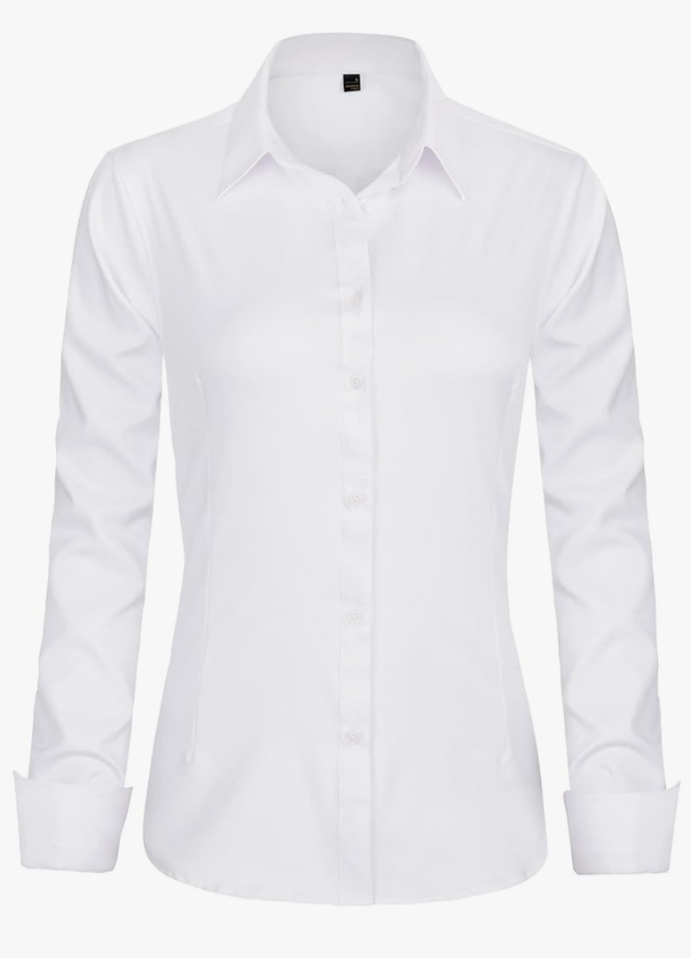 J.VER Womens Dress Shirts Long Sleeve Button Down Shirts Wrinkle-Free Solid Work Blouse
Color: White, Size: Small
