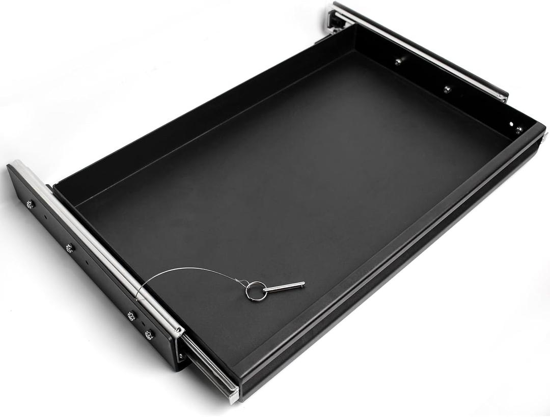 Heavy Duty Steel Sliding Battery Tray,Generator Slide Out Tray for RV, Universal RV Storage Rack for Tools and Outdoor Gear (24"x14"x2.7")