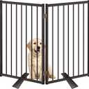 Metal Freestanding Dog Gates with Door for Outdoor Indoor,40'' Extra Wide 36'' Tall Free Standing Dog Gate for Doorways,Large Openings,Deck,Yard,Porch,Foldable Safety Pet Fence(Black,2 Panels)