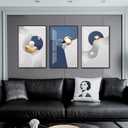 QKF Black Framed Large Wall Art Decor Living Room Geometry Abstract Decorative Painting Bedroom Room Bathroom Blue,Gray White Bright Modern Home art Office Restaurant Wall Canvas Posters & Prints 3 (16" X 24" X 3 pieces)