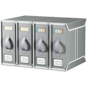 Yecaye 4 Pack Bed Sheet Organizers and Storage(King & Queen Size), Foldable Bed Sheet Organizer for Linen Closet, Bedding Storage Box with Window for Bedsheets, Duvet Cover and Pillowcase (Grey Green)