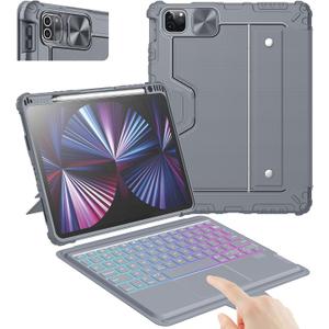 Nillkin iPad Pro 11(1st/2nd/3rd/4th Gen) & iPad Air 5th/4th Generation Case with Keyboard, Magic Trackpad, Rugged Case with Detachable Keyboard, 7 Backlight Colors, Portrait/Landscape Modes, Gray