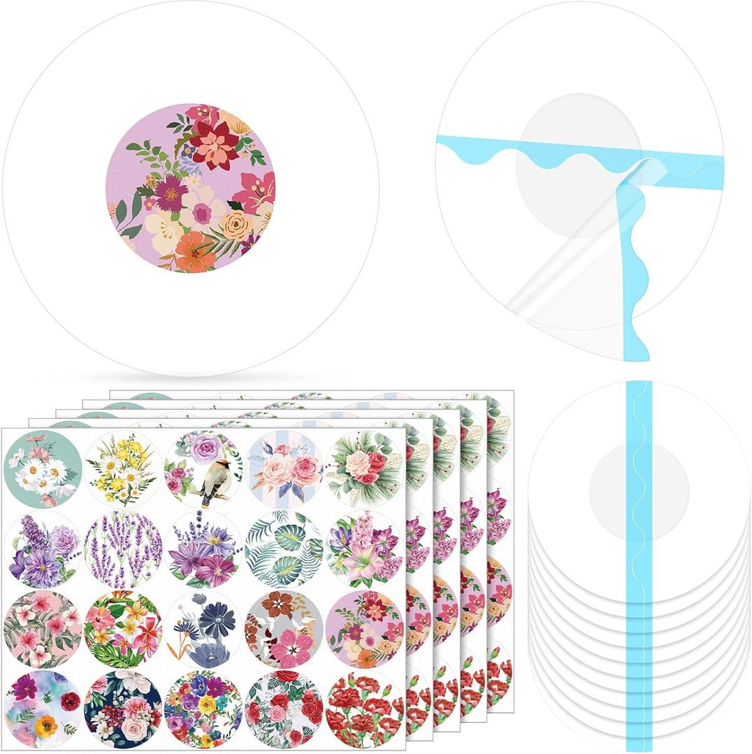 Geiserailie 60 Set Sensor Covers Sets Include 60 Pcs Transparent Adhesive Patches 100 Pcs Waterproof Stickers Long Lasting Without Hole Tapes(Floral Feminine Style)