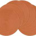SHACOS Round Placemats Set of 6 Washable 15 inch Round Placemat Cotton Polyester Woven Braided Table Place Mats for Dining Table Decor, Dark Orange
