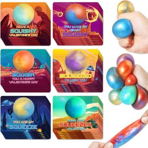 SpringFlower Valentine's Day Card With 24pcs Slime Ball Kits, Valentine's Gifts Exchange for School, Valentine Day Gifts Bulk, Valentine Party Favor for Kids, School Classroom Valentine's Prizes