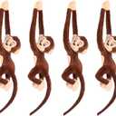 zhidiloveyou 4PCS Hanging Monkey Stuffed Animals Plush Cute Brown Monkey Toy for Kids, 27.6"