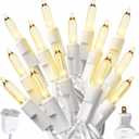 PREXTEX 100-Count Ultra Bright Christmas Lights - 20 ft Clear StringLights on White Wire - Incandescent Xmas TreeLights for Indoor and Outdoor Decorations