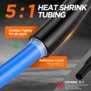 5:1 Heat Shrink Tubing Kit, Industry-Leading 5:1 Ratio Shrink Wrap Tubing Adhesive Lined, Heat Shrink Wire Connectors, Marine Grade Dual Wall, Waterproof Electrical Wire Tube Connectors(Black)