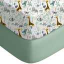 Yoofoss Pack and Play Sheets Fitted, Mini Crib Sheets 2-Pack for Pack N Play Mattress, Stretchy Playard Sheet, Soft and Breathable Green+Giraff (Pack N Play Sheets, Green + Giraffe)