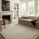 Loloi Chris Loves Julia Bradley Collection, Ivory & Beige, 7'-9" x 9'-9" Area Rug  Classic Striped Area Rugs for Living Room, Bedroom, Entryway & Hallway, High Traffic Area Home Decor Rug