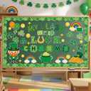 St. Patrick's Day Bulletin Board Decorations Kit with 62 Cutouts & 120 Glue Points, Lucky Clover Shamrock & Gold Coin Designs for Classroom Wall, Door, Party Decor, Standard