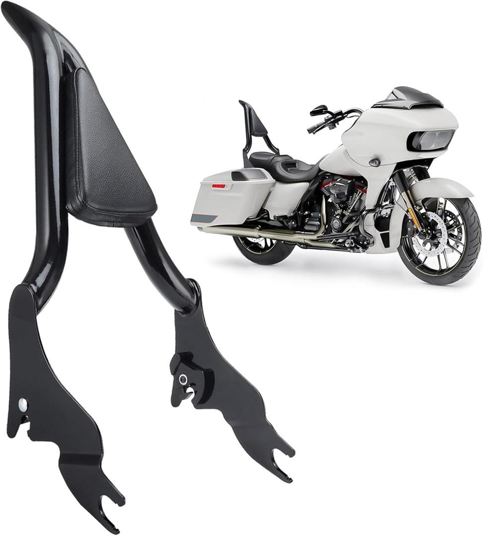 Detachable Motorcycle Sissy Bar, Passenger Backrest Rear Pad Fit for Harley Touring CVO Road Glide Street Road King 2009-2022 (18 inch Black)