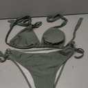 ZAFUL Women's Twist Front Bikini Sets Underwire Tie Back Bikini High Waisted Two Piece Swimsuit (1-Olive Green, XL)