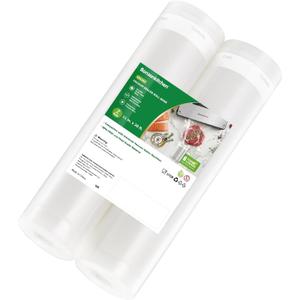 Bonsenkitchen Vacuum Sealer Bags Rolls for Food, 2 Packs 11" x 20', Heavy-Duty Textured Material Bag, BPA-Free, Commercial-Grade, Custom-Length Bag for Food Storage & Sous Vide
