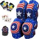 Soft-Style Kids Knee and Elbow Pads with Bike Gloves, Flexible Impact-Resistant Gear for Ages 2-11, Designed for Balance Bikes, Roller-Skating, and Skateboarding (Large)