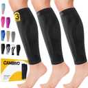 CAMBIVO 3-Pair Calf Compression Sleeves for Men & Women Footless Socks for Shin Splints & Leg Pain Relief, 1 Pair (4X-Large, Black)