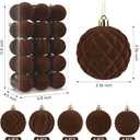 30pcs Velvet Christmas Ornaments Balls, 2.36 Inch Flocked Brown Shatterproof Baubles with Hanging Strings, Elegant Velvet Ball Ornaments for Xmas Tree, Holiday Party & Home Dcor (Brown)