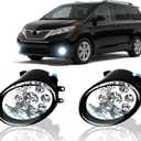 LED Fog Light For Toyota Sienna 2011-2014 Pair Bumper Fog Light Driving Lamp Replacement Fog Light Assemblies,6000k White,Pack of 2