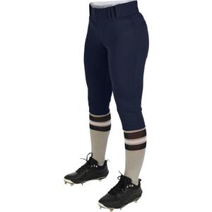 CHAMPRO Girls' Knicker Style Low-Rise Softball Pants (Large, Navy)