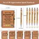 30 Sets Employee Appreciation Gifts Bulk Inspirational Spiral Notebook with Sticky Note and Motivational Bamboo Pens Thank You Gifts for Employees Coworkers,Teachers,Nurse,Office Staff,Team,Volunteer
