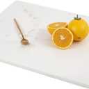 Natural Marble Cutting Board For Kitchen, 16 x 20 Inch White Marble Slab Pastry Board With Non-Slip Feet For Baking, Cheese, Charcuterie, Chocolate, Ares Gold