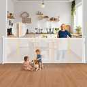 160'' Retractable Baby Gates Extra Wide, 42" Extra Tall Retractable Dog Gate for Doorways,13 Foot Safety Upgrade Extra Long White Retractable Baby Gate for Stairs, Indoor/Outdoor Retractable Gate