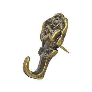 The Hillman Group 122292 Rose Push Pin Hanger, Antique Brass,3 pcs,  Pack Of 2