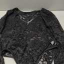 SweatyRocks Women's Sheer Floral Lace V Neck Bodysuit Long Sleeve Slim Fit Jumpsuits Black XL