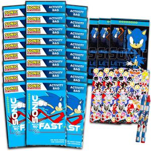 Sonic Birthday Party Favors Set - Bundle with 24 Sonic the Hedgehog Play Packs | Mini Coloring Books, Stickers, and More for Goodie Bags (Sonic Party Supplies)
