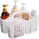 JiatuA Portable Shower Caddy Basket with Compartments Cleaning Supplies Organizer with Handle Plastic Storage Divided Tool Bin for Bathroom, Bedroom, Kitchen, College Dorm, Garden, Under Sink, White
