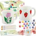 VENUSFILTER Paint Your Own Mug Kit - Pottery Painting Kit for Adults, Art and Crafts Kit Includes Mugs, Paints, Brushes and Painting Inspiration Guide, Personalised Gift for All2 Pack