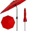 IDEALHOUSE 9Ft Outdoor Patio Umbrella, 8 Sturdy Ribs Table Umbrella With Crank Lift & Push Button Tilt, Market Umbrella UV Protection Waterproof for Garden, Deck, Backyard, Pool (Red)