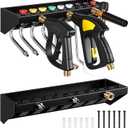 Pressure Washer Gun Holder with 1/4 Inch Quick Connector, Wall Mount Organizer for Foam Cannon, Nozzles and Extension Wands
