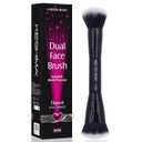 Keshima Dual-Ended Blush, Bronzer & Contour Makeup Brush - Dense Liquid End & Fluffy Powder End, Multi-Purpose Blending and Buffing for an Airbrush Finish, Works with Liquid, Cream & Powder, Black